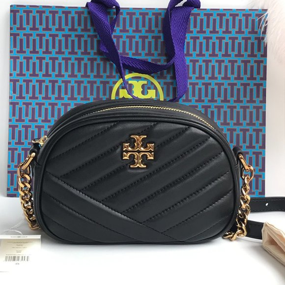 🌈🌸 Black TORY BURCH Kira Chevron Camera Bag